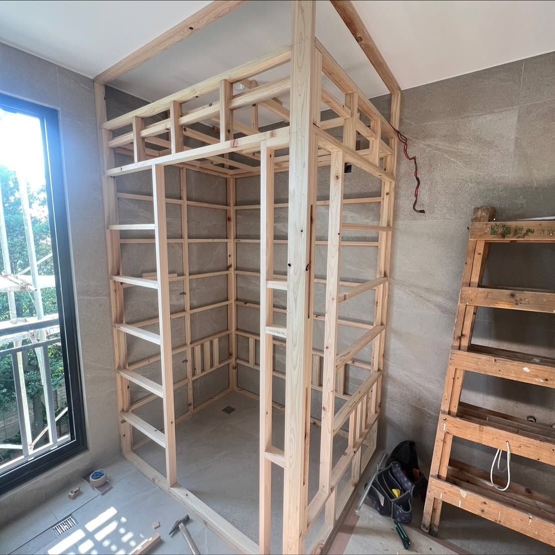 禾森宅角材現場施工實景
